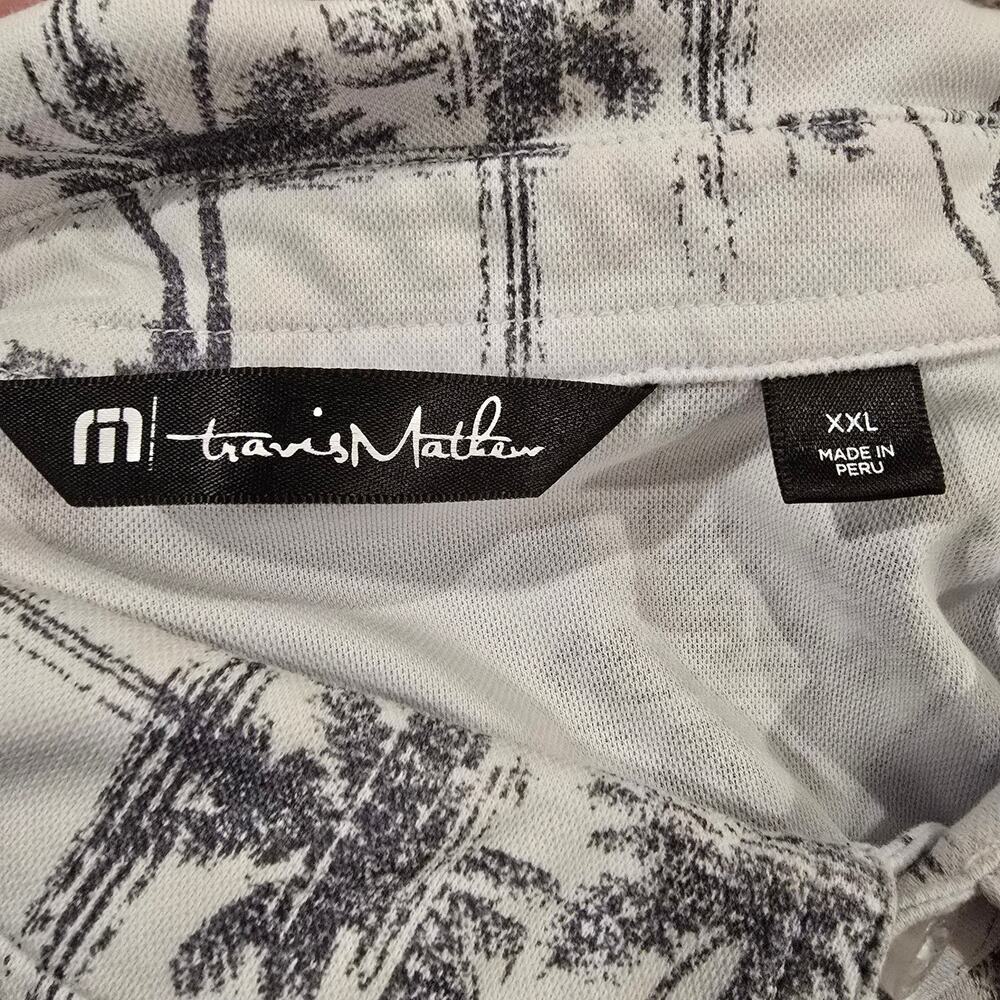 Men's Travis Mathew White & Gray Palm Tree Golf Polo | Size XXL - Picture 8 of 10